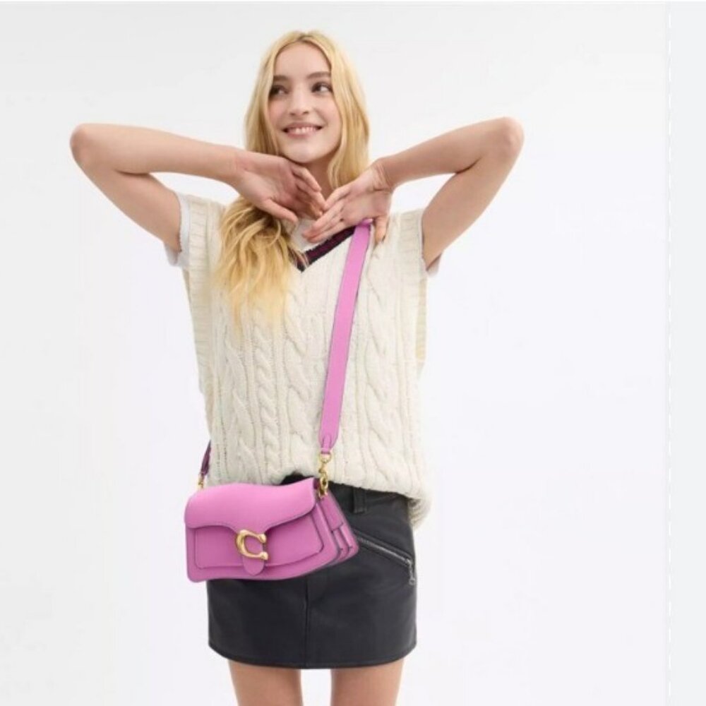 COACH Twisted Tabby glovetanned leather crossbody bag - Fuchsia (No short strap)